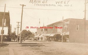 IN, Farmersburg, Indiana, RPPC, Main Street, West, Business Section, Photo