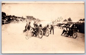 K48/ Interesting RPPC Postcard c1910 Americana Mototrcycle Race Track 32