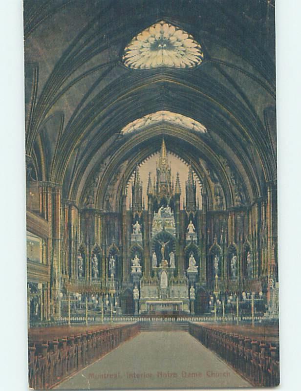 Unused Divided-Back NOTRE DAME CHURCH INTERIOR Montreal Quebec QC A8496