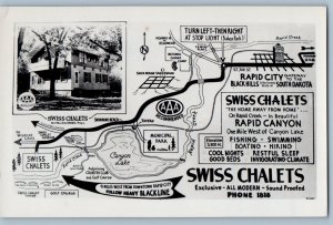 Rapid City South Dakota SD Postcard Swiss Chalets Map View c1940's RPPC Photo