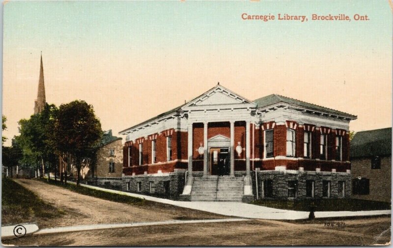 Carnegie Library Brockville Ontario ON c1912 Postcard F12