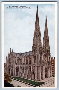 1920's ST PATRICK'S CATHEDRAL NEW YORK CITY 5th AVENUE & 50th POSTCARD UNPOSTED