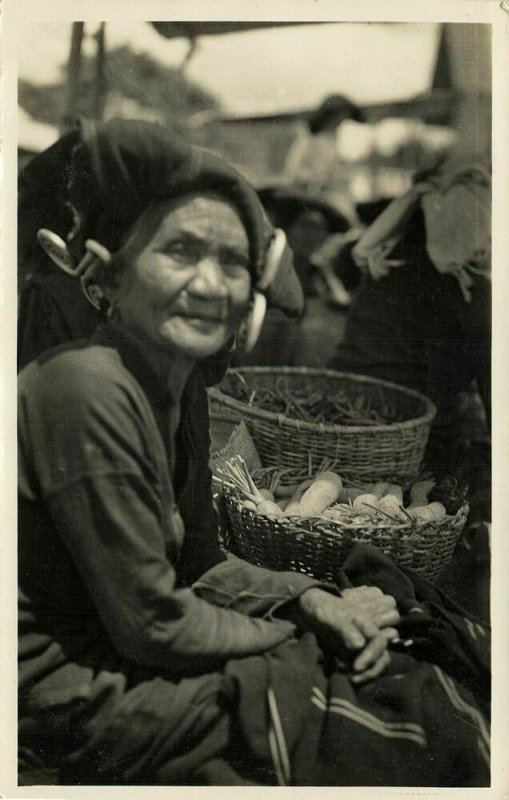 indonesia, SUMATRA, Native Batak Woman at Market (1937) RPPC Postcard