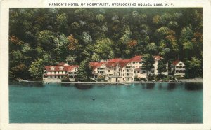 Postcard New York Oquaga Lake Hanson's Hotel Hospitality Kropp 23-2574