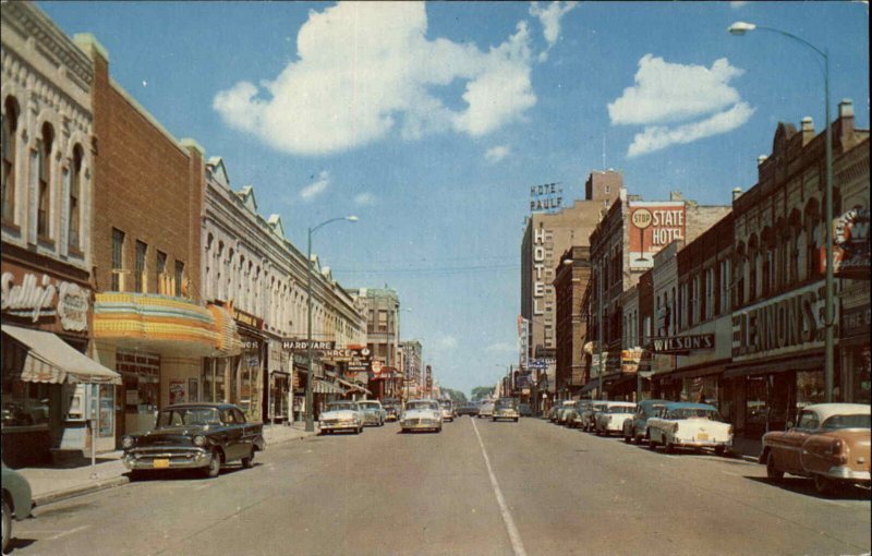 Oshkosh Wisconsin WI 1950s Main Street Scene Classic Cars Vintage Postcard