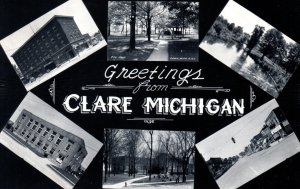 RPPC Clare MI Michigan Main Street Real Photo Postcard
