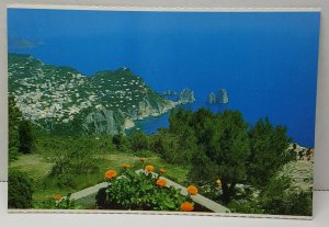 View from Monte Solaro Anacapri Italy Vintage Postcard