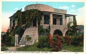 Vintage Postcard A Key West Home Built Of Native Coral Rocks Key West Florida FL