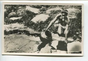 438924 British SOUTH Africa Semi-nude girl water nymph Vintage photo postcard