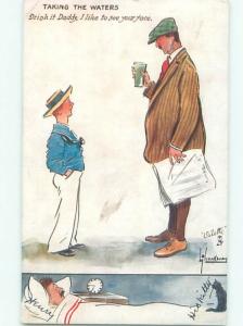 Pre-Linen Comic signed SON DARES HIS FATHER TO DRINK AB8857