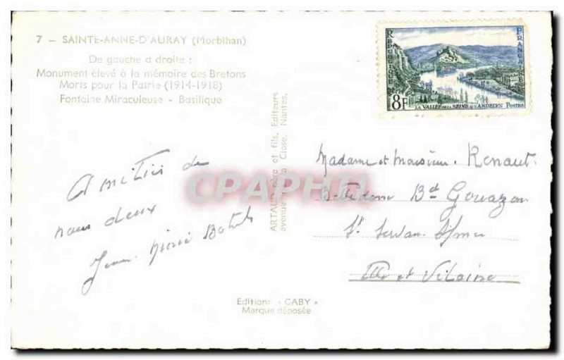 Old Postcard Saint Anne D & # 39Auray From left to right eleva Monument Monum...