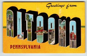 Altoona PA Postcard Large Letter City Greeting From Pennsylvania Linen Kropp