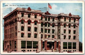 1936 The Hotel Vail Pueblo Colorado CO Front Building Posted Postcard