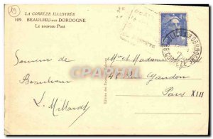 Old Postcard Beaulieu sur Dordogne New Bridge