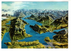 Pictorial Photographic Map, Lake of Lucerne, Switzerland