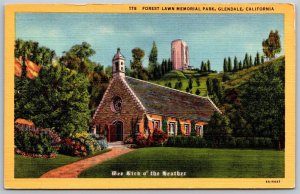 Vtg Glendale California CA Forest Lawn Memorial Park 1930s Linen View Postcard