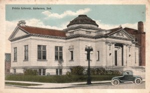 Vintage Postcard 1920's Public Library Building Anderson Indiana IND Structure