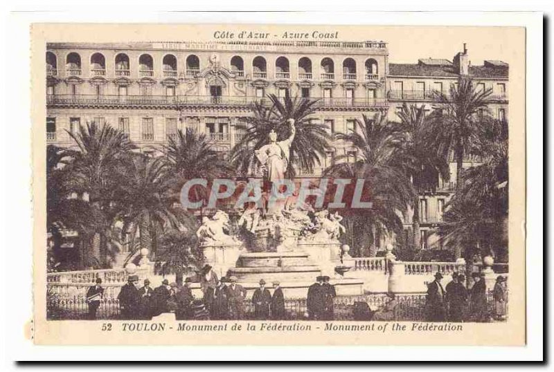 Toulon Old Postcard Monument of the Federation