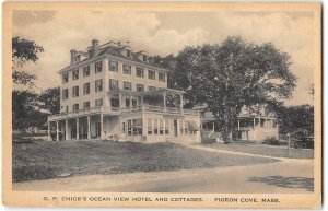 Chick's Ocean View Hotel Cottages, Pigeon Cove, MA 1910s Albertype Postcard