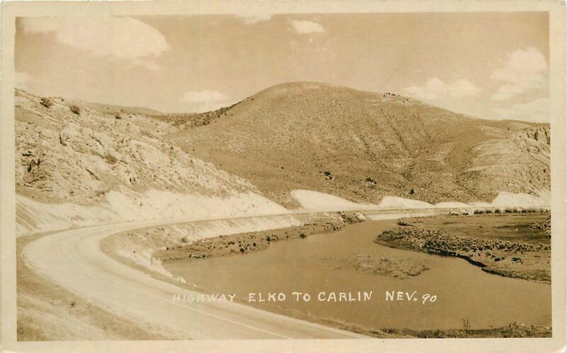 Nevada Carlin Highway Elko C-1930s RPPC Photo Postcard 22-8408