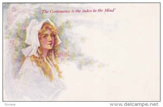 Blond woman wearing a bonnet, The Contenance is the index to the Mind!, 00-10s