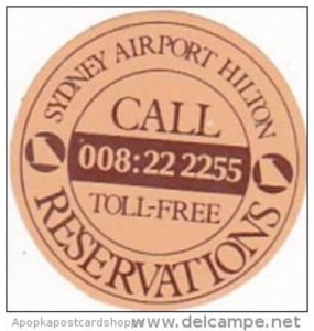 AUSTRALIA SYDNEY AIRPORT HILTON HOTEL VINTAGE LUGGAGE LABEL