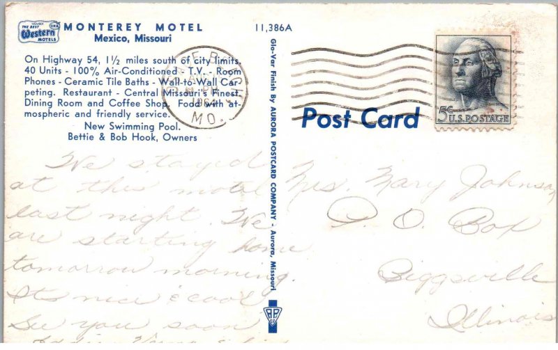 Mexico, Missouri - Stay at the Monterey Motel - in 1964