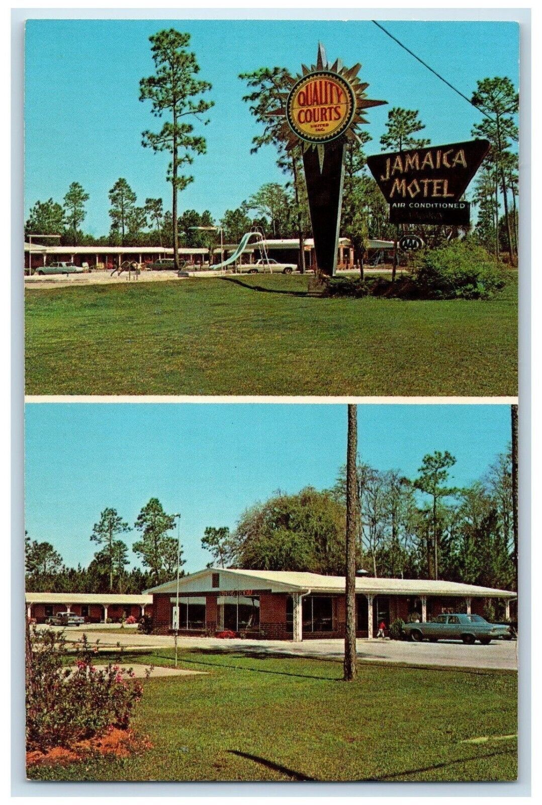 Quality Court Motel Jamaica Restaurant Callaham Florida FL Dual View