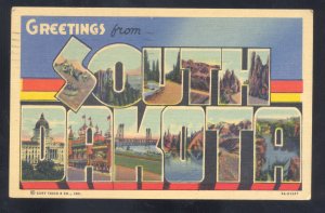 GREETINGS FROM SOUTH DAKOTA SD VINTAGE LARGE LETTER LINEN POSTCARD