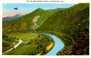 Pikesville, Kentucky - Airplane flying over the Big Sandy - c1920