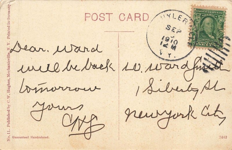 Thomson & Greenwich NY~Hudson Valley Bridge Crossing Battenkill~1910 Postcard