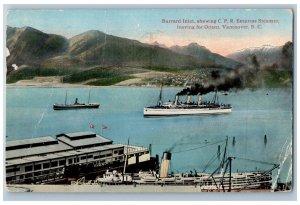 1917 Burrard Inlet Showing CPR Empress Steamer Vancouver BC Canada Postcard