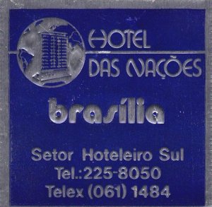 Brasil Brasilia Hotel Das Nacoes Vintage Lauggage Label sk3202