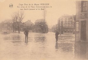 Saint Leonard Liege Belgium Floods Place Comonmeuse Disaster Postcard