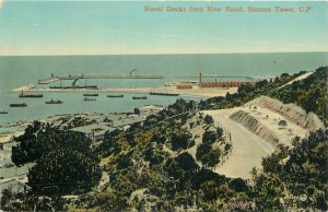 South Africa Cape Town naval docks from new road Simons Town vintage postcard 