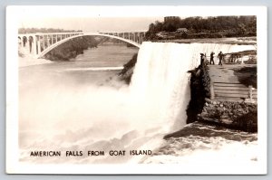 Real Photo Postcard~Niagara Falls NY~American Falls @ Goat Island Platform~RPPC