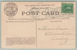 Jamestown Virginia~Jamestown Exposition~Conn. State Building~State Seal~Postcard 