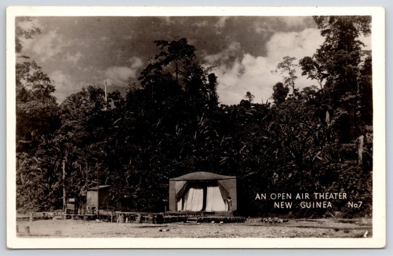 New Guinea Oceania An Open Air Theater on the Shoreline Postcard RPPC Real Photo