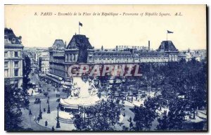 Old Postcard Set Paris Place de la Republique