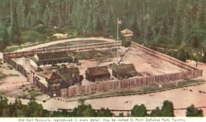 Vintage Postcard Old Fort Nisqually Point Defiance Park Tacoma Washington WA