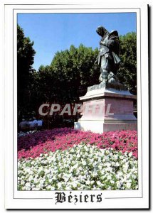 Modern Postcard Beziers Herault statue of Pierre-Paul Riquet in the aisles