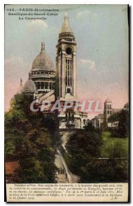 Postcard Old Paris Montmartre Sacre Coeur Basilica of the Campanile