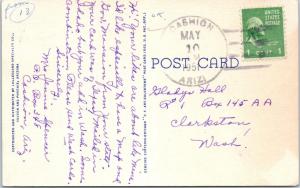 ARIZONA    Pictorial   MAP   Linen  Postcard    1951  Shows National Monuments