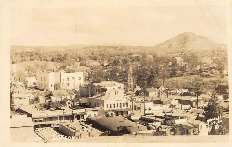 Jackson, California RPPC Bird's Eye View Garibaldi Studio 1944 Vintage Postcard