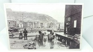 Vintage Antique Postcard Fish Cleaning at Scarborough Docks (Trimmed) c1910