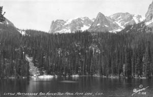 Fern Lake Colorado~Little Matterhorn & Notch Top @ Fern Lake~Pines~1940s RPPC