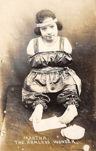 Martha the Armless Wonder Circus Postcard
