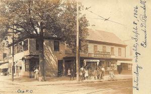 Whitman MA Post Office Storefronts Sporting Goods 1906 RPPC Postcard