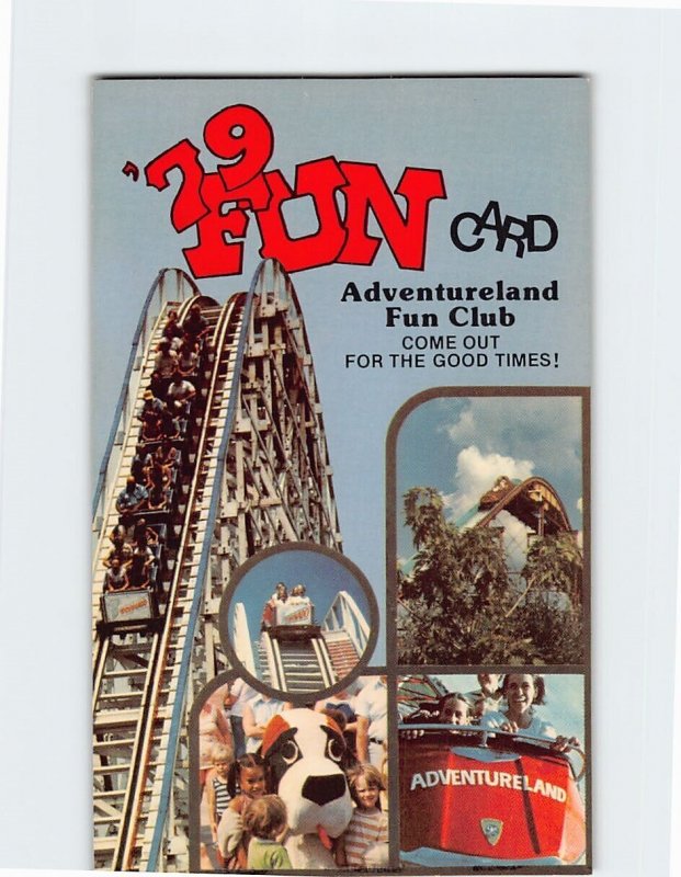 Postcard '79 Fun Card, Adventureland Fun Club, Des Moines, Iowa