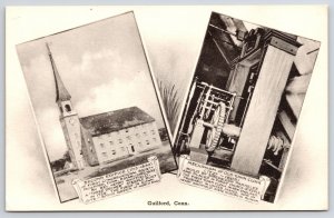 Second Edifice Mechanism Of Old Town Clock Guilford Connecticut Antique Postcard